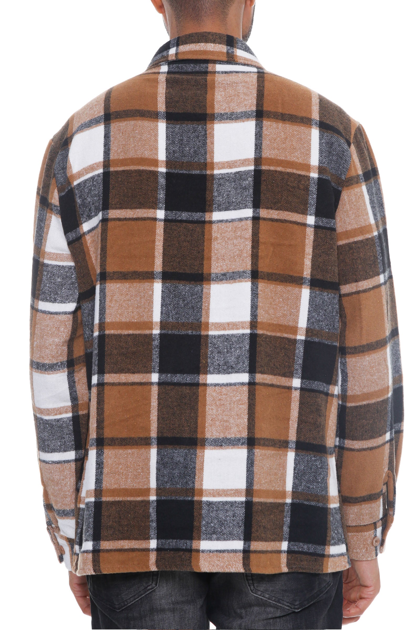 Colton Soft Flannel Shacket featuring a brushed checkered pattern, long sleeves, and chest pockets, perfect for stylish layering.