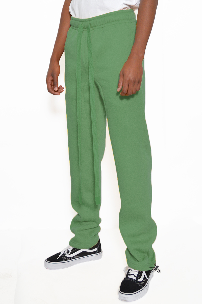 A pair of stylish Cotton Fleece Toggle Sweats featuring an elastic waist, long drawstring, and toggle ankle closure, perfect for casual wear.