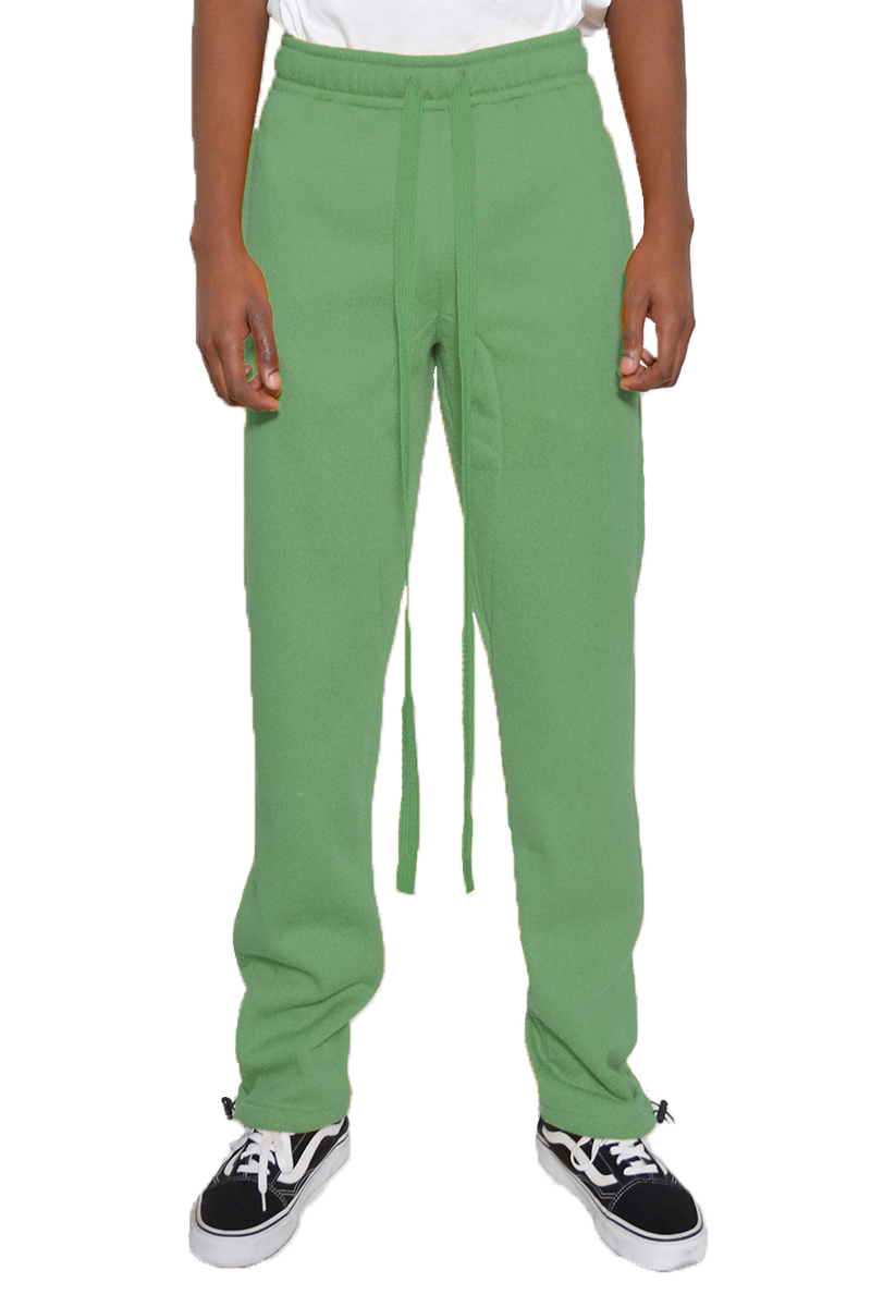 A pair of stylish Cotton Fleece Toggle Sweats featuring an elastic waist, long drawstring, and toggle ankle closure, perfect for casual wear.