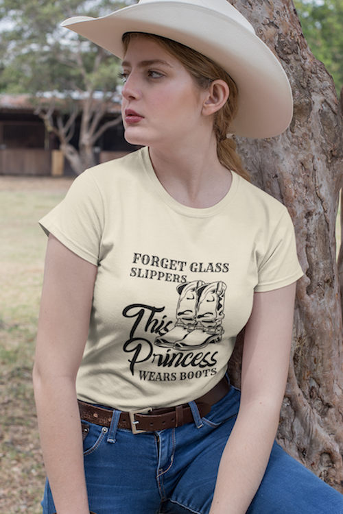 A stylish unisex Cowgirl Boots Quote T-Shirt made from soft ring-spun cotton, featuring a unique cowgirl-themed design.