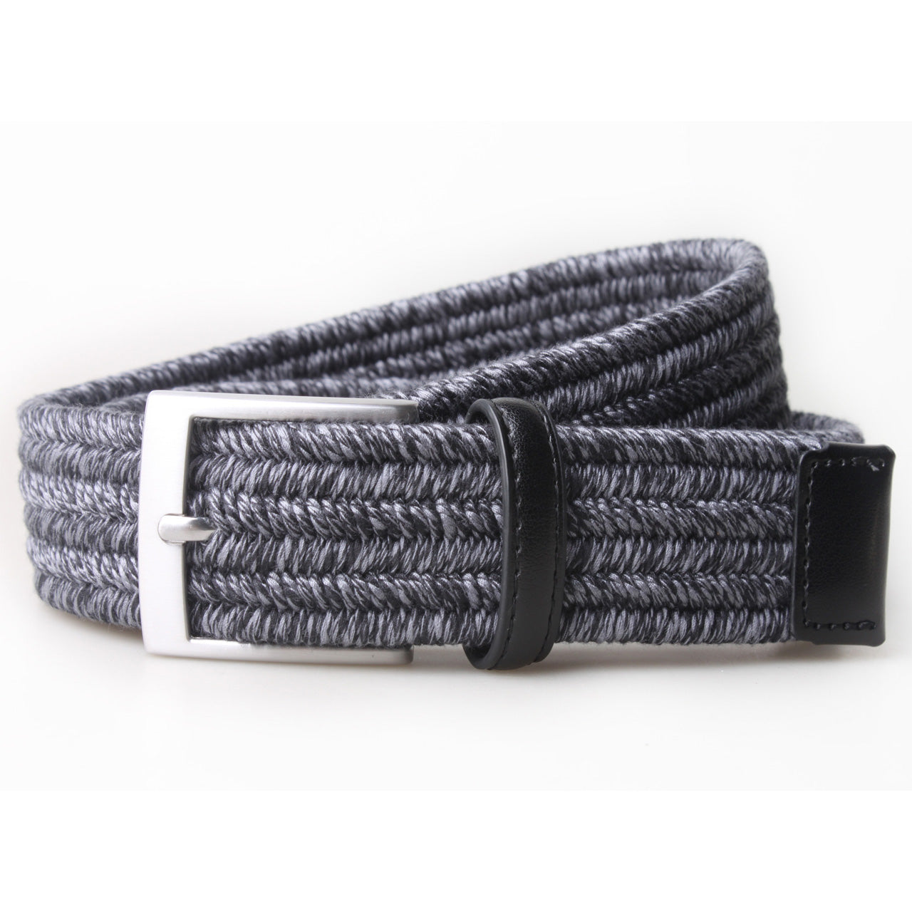 Darren Twisted Yarn Stretch 3.5 CM Belt featuring a braided design with a leather loop, perfect for stylish and comfortable wear.