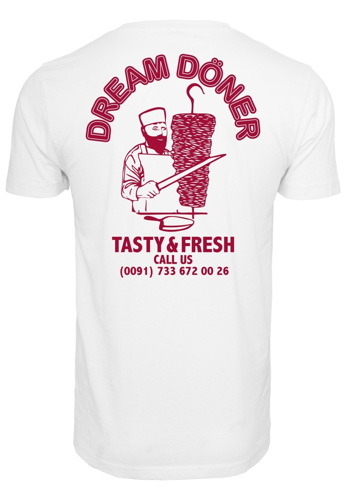 Dream Döner T-Shirt in white, made from 100% cotton, featuring a unisex design suitable for men and women.