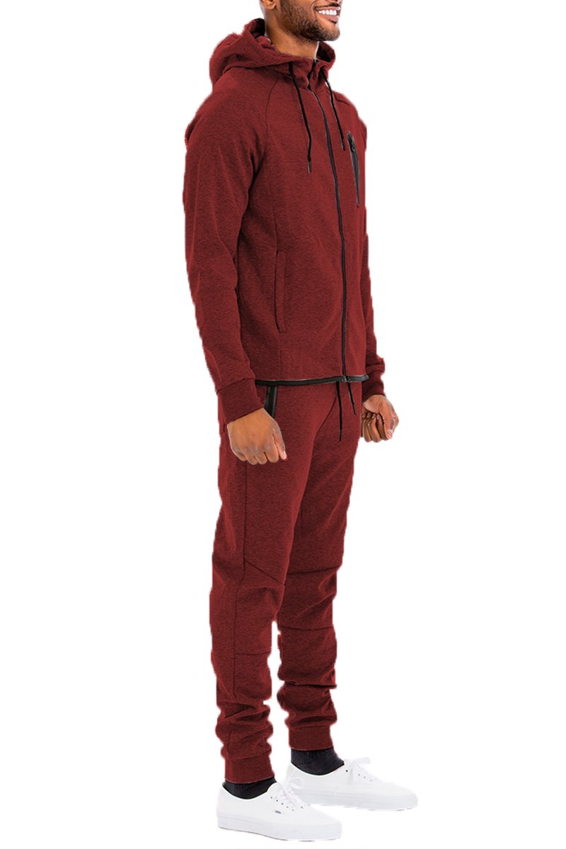 DYNAMIC SOLID SWEAT SET featuring a full zip track jacket and matching elastic ankle sweat pants in a stylish design.