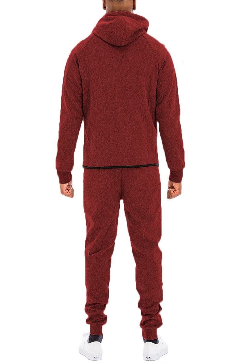 DYNAMIC SOLID SWEAT SET featuring a full zip track jacket and matching elastic ankle sweat pants in a stylish design.