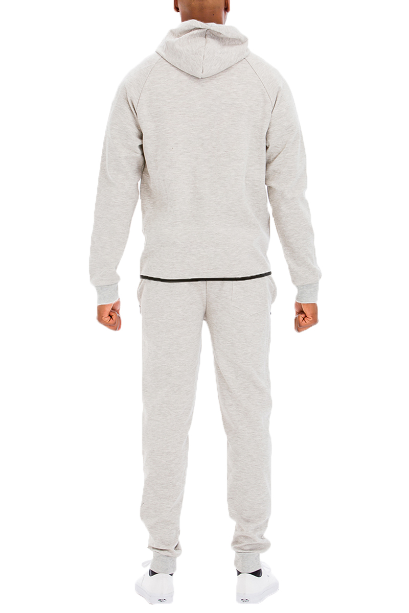 DYNAMIC SOLID SWEAT SET featuring a full zip track jacket and matching elastic ankle sweat pants in a stylish design.