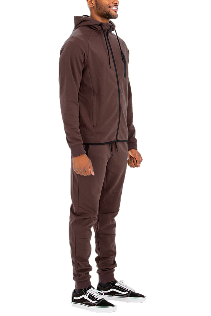 DYNAMIC SOLID SWEAT SET featuring a full zip track jacket and matching elastic ankle sweat pants in a stylish design.