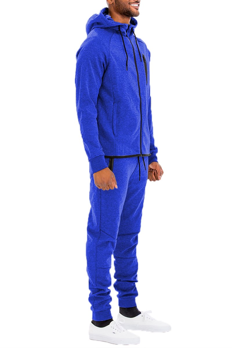 DYNAMIC SOLID SWEAT SET featuring a full zip track jacket and matching elastic ankle sweat pants in a stylish design.