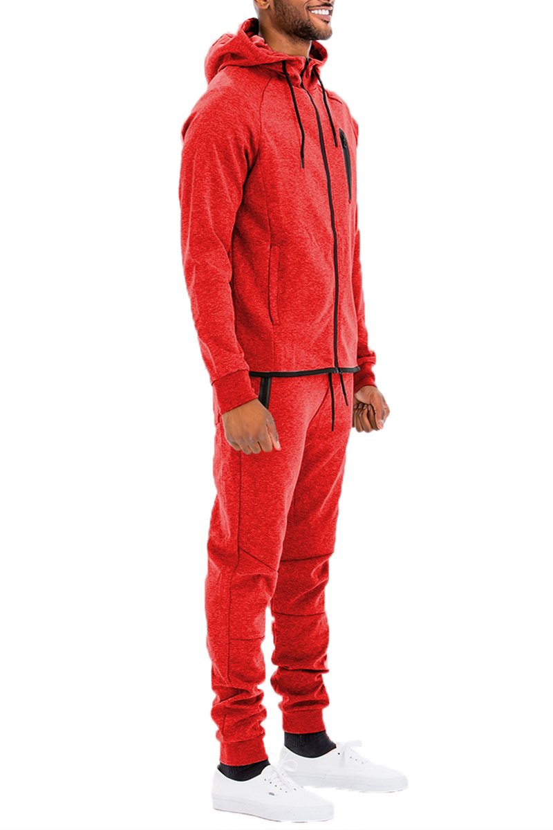 DYNAMIC SOLID SWEAT SET featuring a full zip track jacket and matching elastic ankle sweat pants in a stylish design.