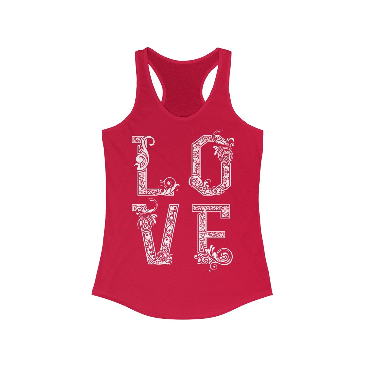 eBay LOVE vintage writing Racerback Tank Top featuring a stylish design and slim fit, perfect for casual wear.