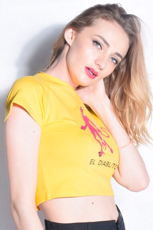 El Diablito Crop Top made from spandex and cotton, showcasing its stylish design and comfortable fit.