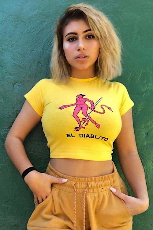 El Diablito Crop Top made from spandex and cotton, showcasing its stylish design and comfortable fit.