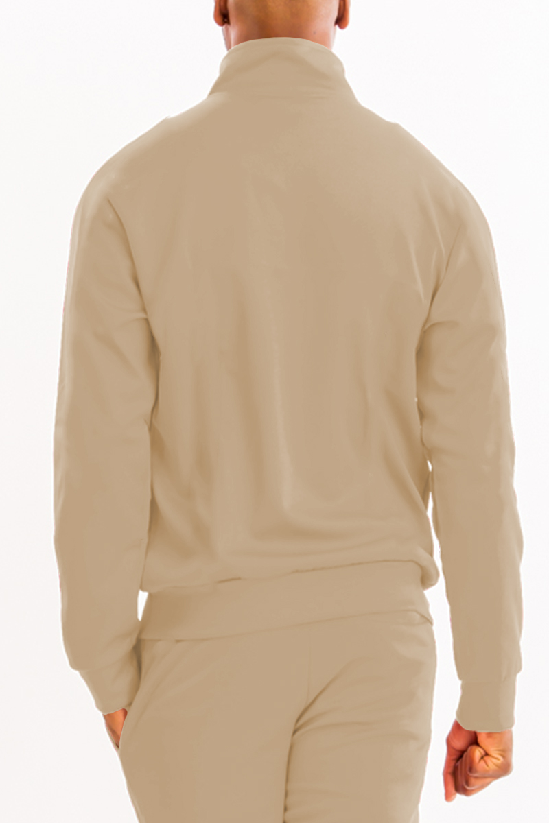 Essential Basic Plain Solid Track Jacket in various colors with full zip and collared neck, showcasing standard pockets.