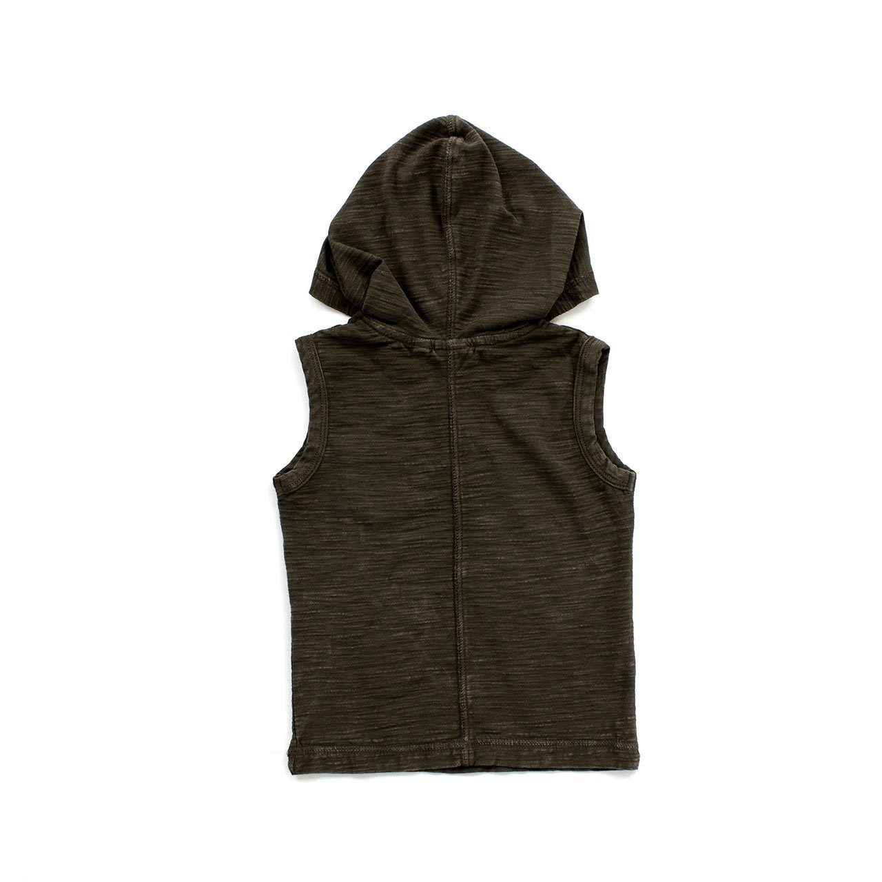 Everett Tank Baby in charcoal color with a hood and chest pocket, designed for active toddlers.