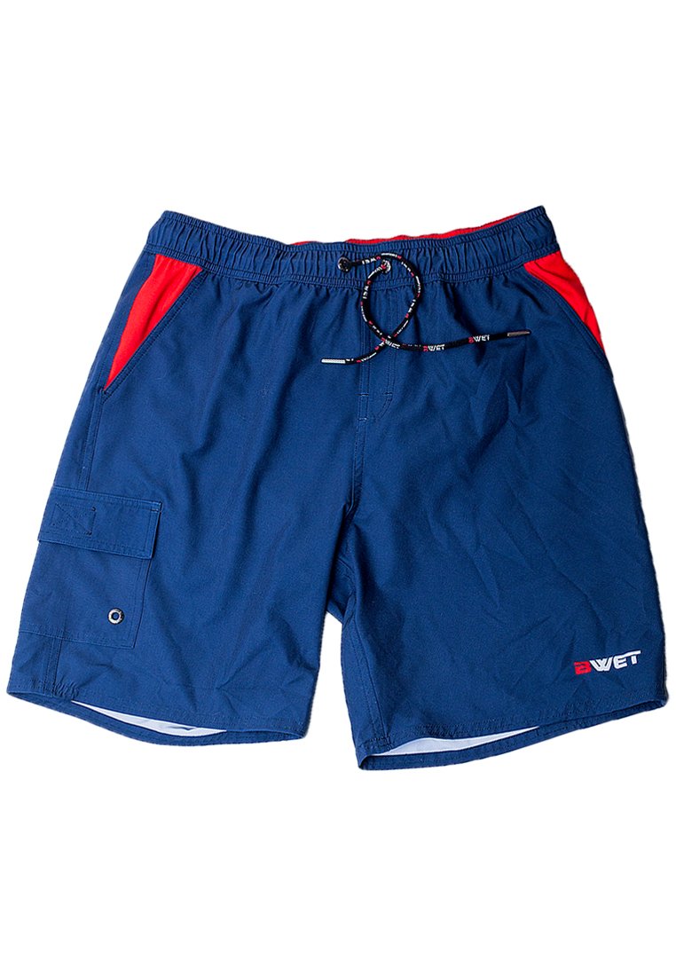 BWET Swimwear Neptune beach shorts featuring an elastic waistband, drawstring, and multiple pockets, designed for comfort and style.