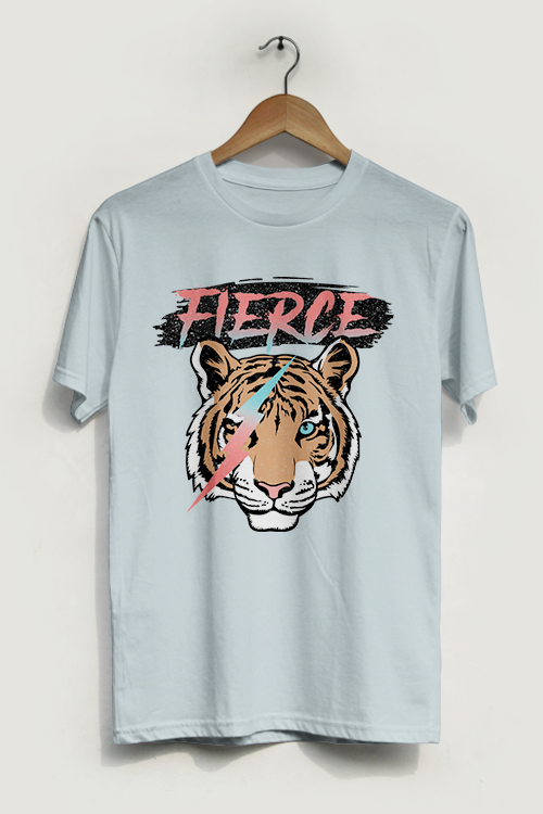 Fierce Tiger T-Shirt featuring a bold tiger graphic on a soft cotton fabric, perfect for casual wear.