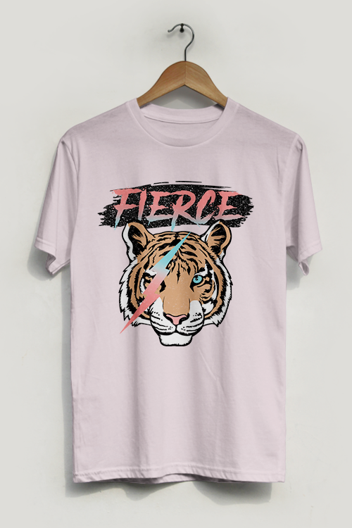 Fierce Tiger T-Shirt featuring a bold tiger graphic on a soft cotton fabric, perfect for casual wear.