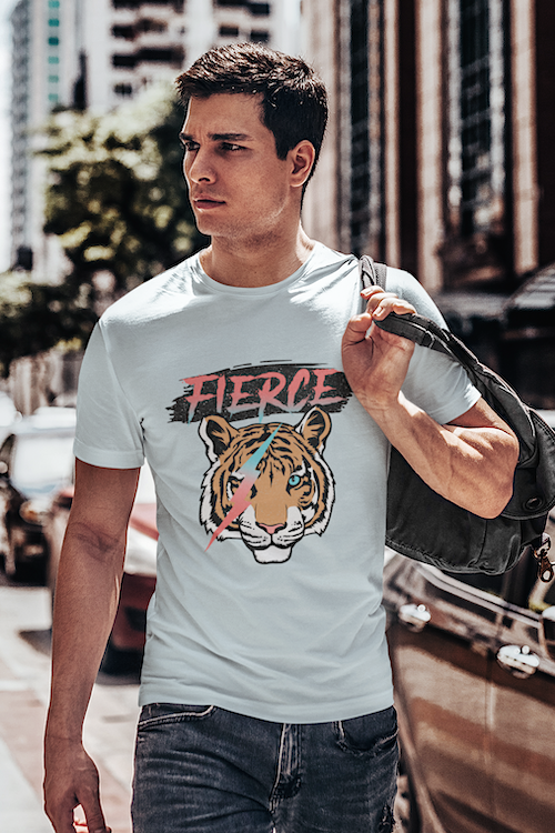 Fierce Tiger T-Shirt featuring a bold tiger graphic on a soft cotton fabric, perfect for casual wear.