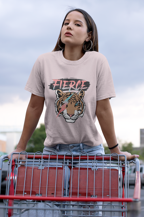 Fierce Tiger T-Shirt featuring a bold tiger graphic on a soft cotton fabric, perfect for casual wear.