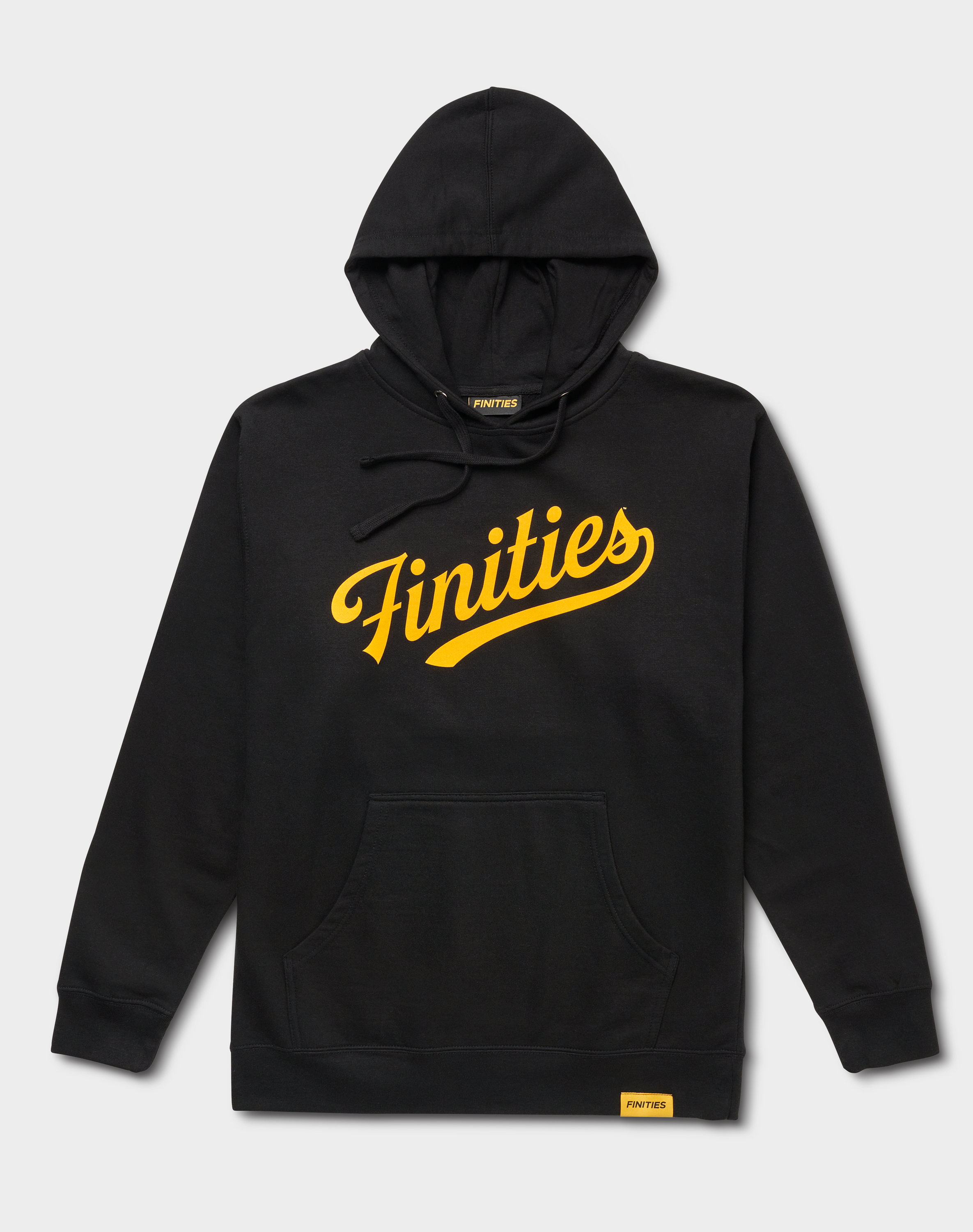 Finities® Script Hoodie in premium fleece with screen print graphic, adjustable hood, and kangaroo pocket.