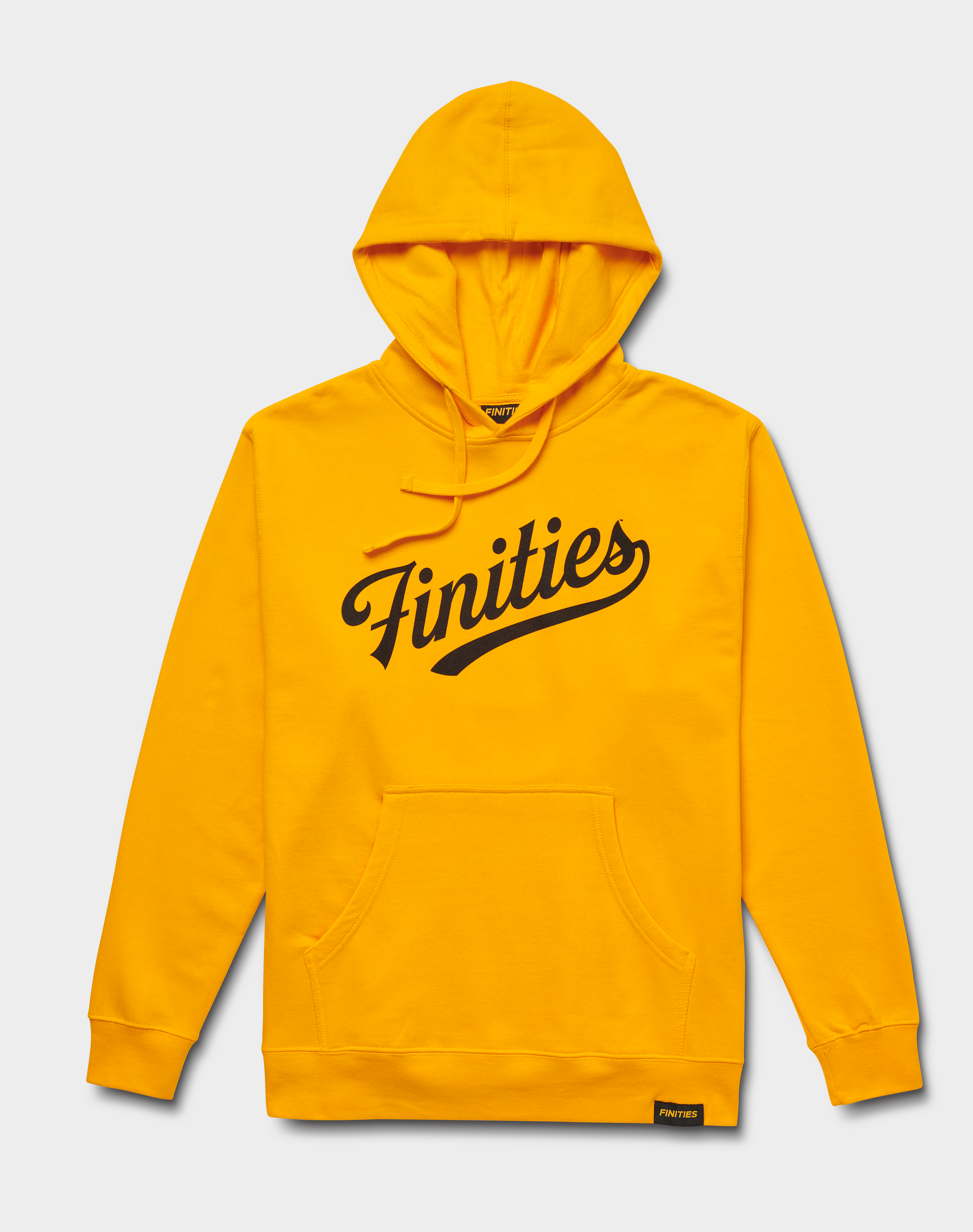 Finities® Script Pullover Hoodie featuring a stylish screen print graphic, adjustable hood, and kangaroo pocket.