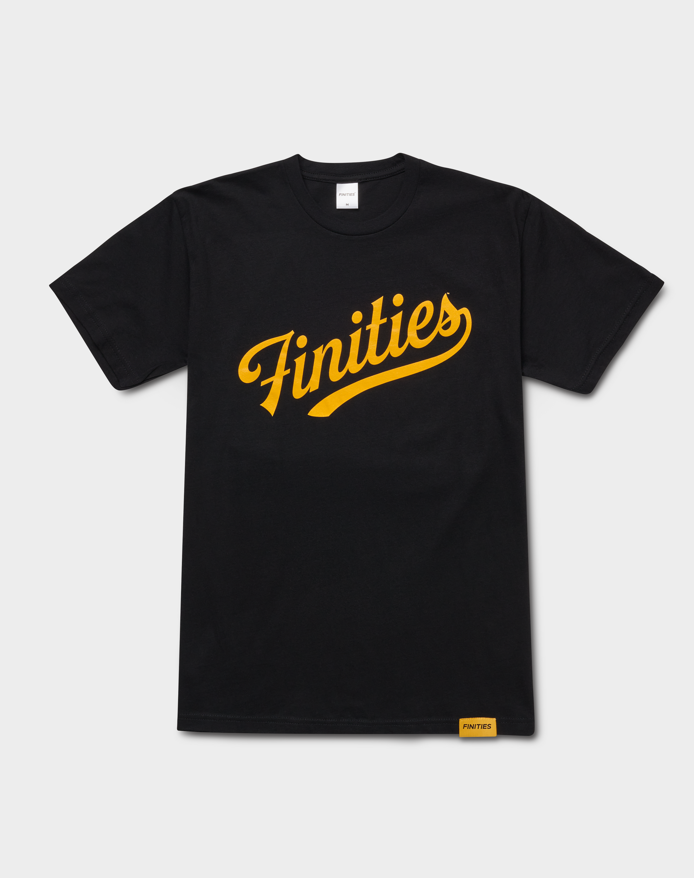 Finities® Script T-Shirt made of soft 100% combed ringspun cotton featuring a stylish screen print graphic and Finities woven label.