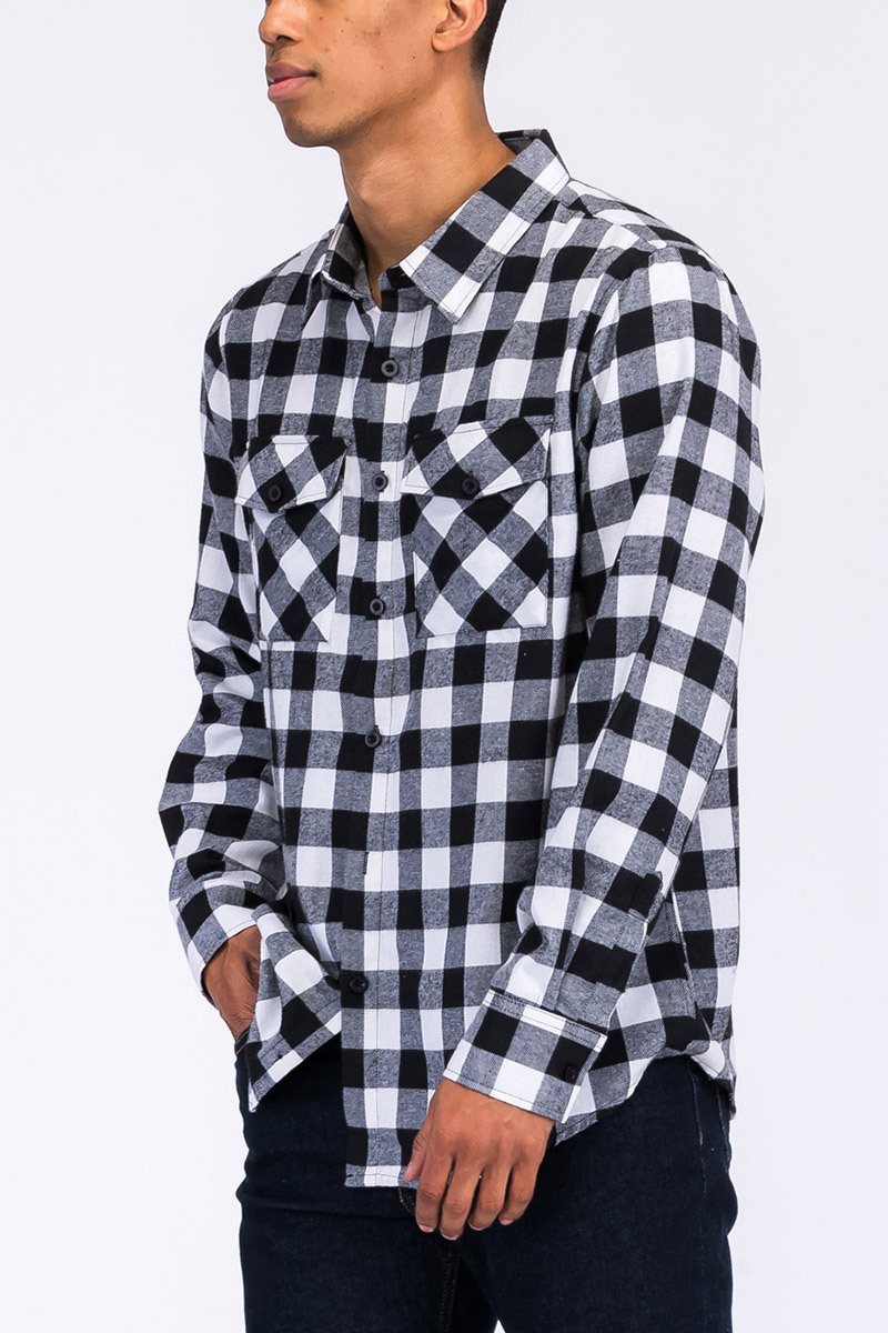 A cozy flannel shirt made from 100% polyester, showcasing its soft texture and true-to-size fit, perfect for chilly weather.