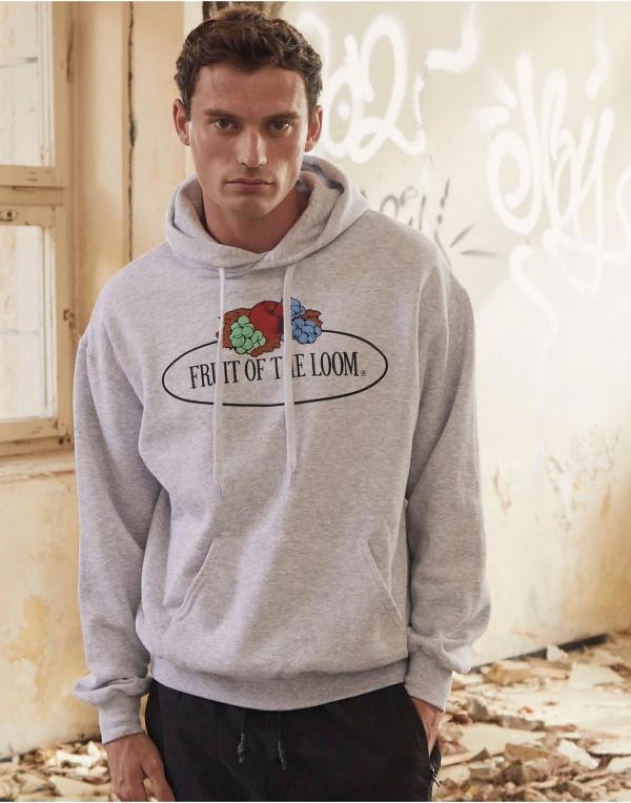 FOTL Vintage Classic Hoodie featuring a large logo print, double hood, and kangaroo pocket in a stylish design.