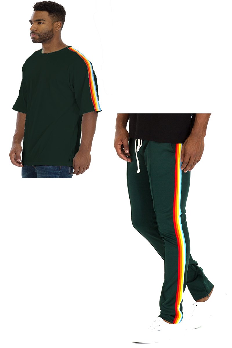 Full Rainbow Set in Hunter Green displayed on a model, showcasing its vibrant color and comfortable fit.