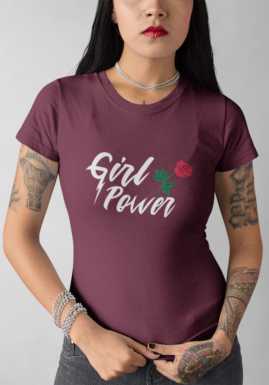 A stylish unisex Girl Power Rock Style T-Shirt made from soft ring-spun cotton, featuring a bold design that promotes empowerment.