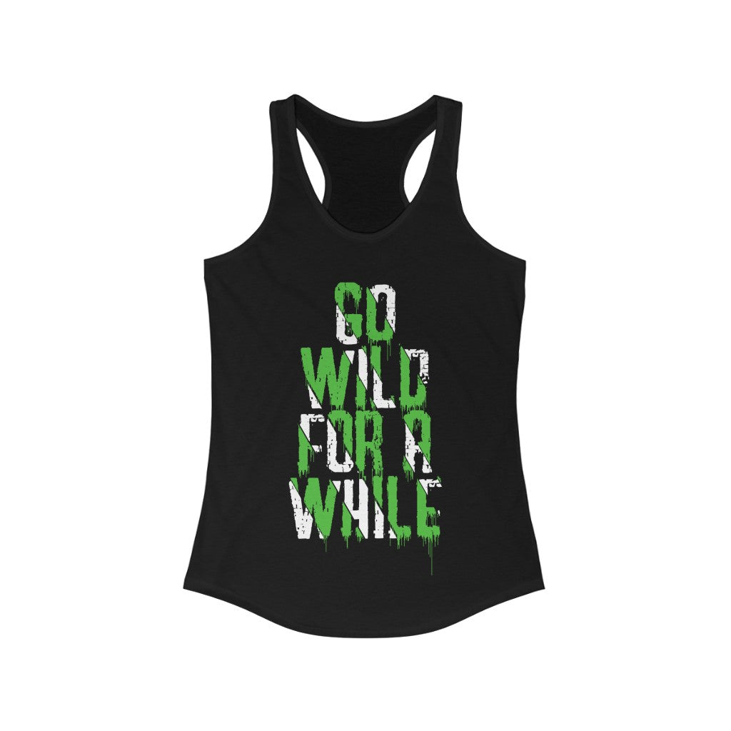 Go Wild for a While Racerback Tank Top in a slim fit, made from soft cotton and polyester blend, ideal for casual wear and workouts.