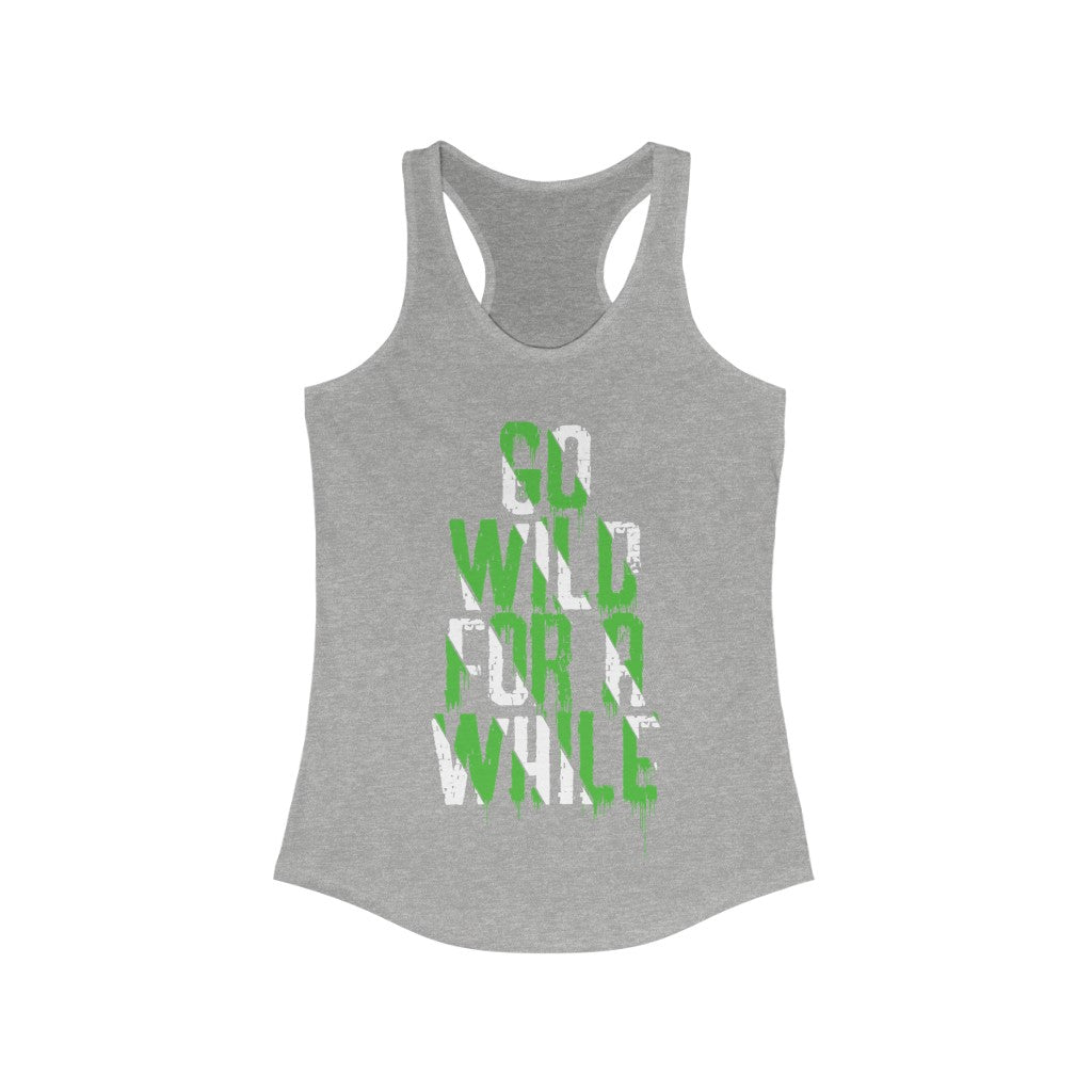 Go Wild for a While Racerback Tank Top in a slim fit, made from soft cotton and polyester blend, ideal for casual wear and workouts.