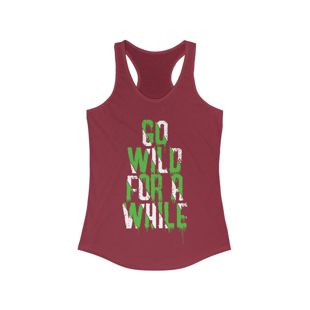 Go Wild for a While Racerback Tank Top in a slim fit, made from soft cotton and polyester blend, ideal for casual wear and workouts.