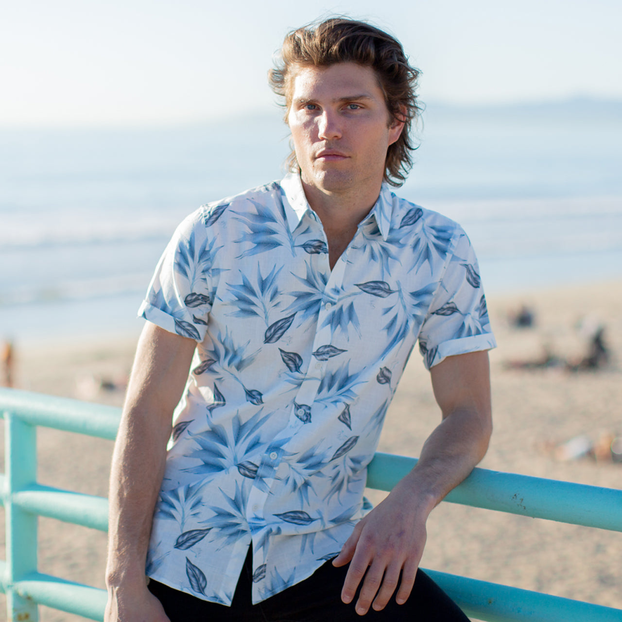 Harrison Printed Shirt featuring a floral all-over print design in white cotton fabric, perfect for summer wear.