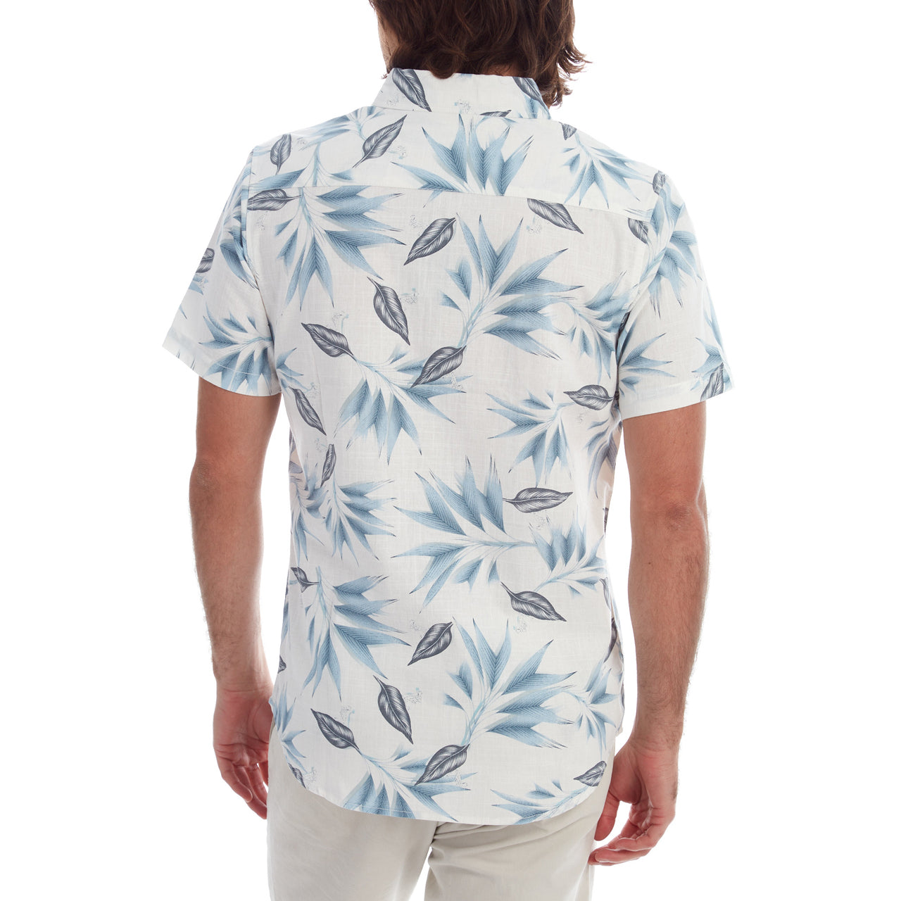 Harrison Printed Shirt featuring a floral all-over print design in white cotton fabric, perfect for summer wear.