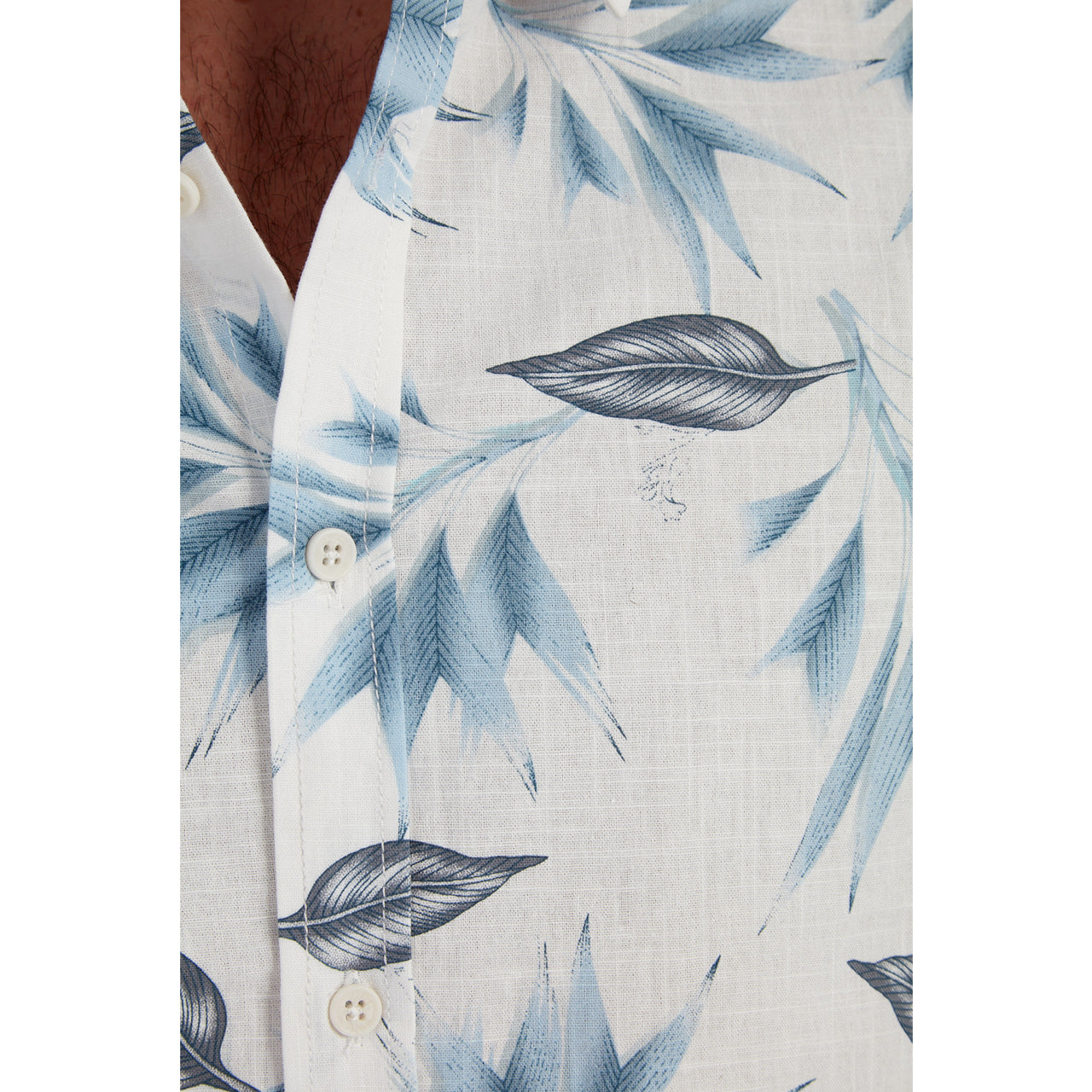 Harrison Printed Shirt featuring a floral all-over print design in white cotton fabric, perfect for summer wear.