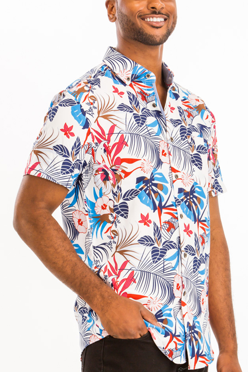 Hawaiian Short Luxury Cargo Set featuring a floral shirt and cargo shorts with a buckle belt, perfect for summer outings.