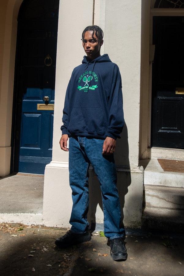 Navy hoodie featuring Catford Tennis Club embroidery on the front, showcasing a stylish and comfortable design.