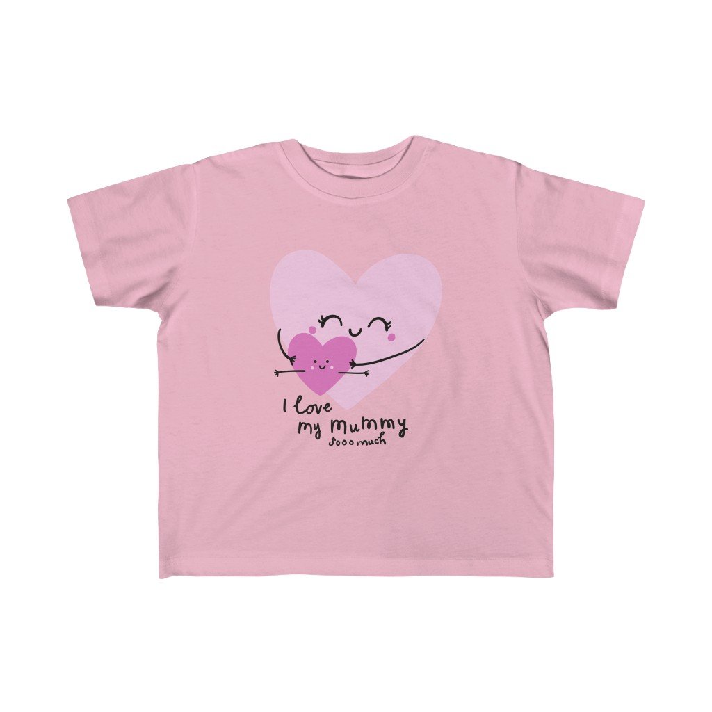 A soft and comfortable I Love my Mommy Girls Tee for toddlers, featuring a durable print and classic fit, perfect for everyday wear.