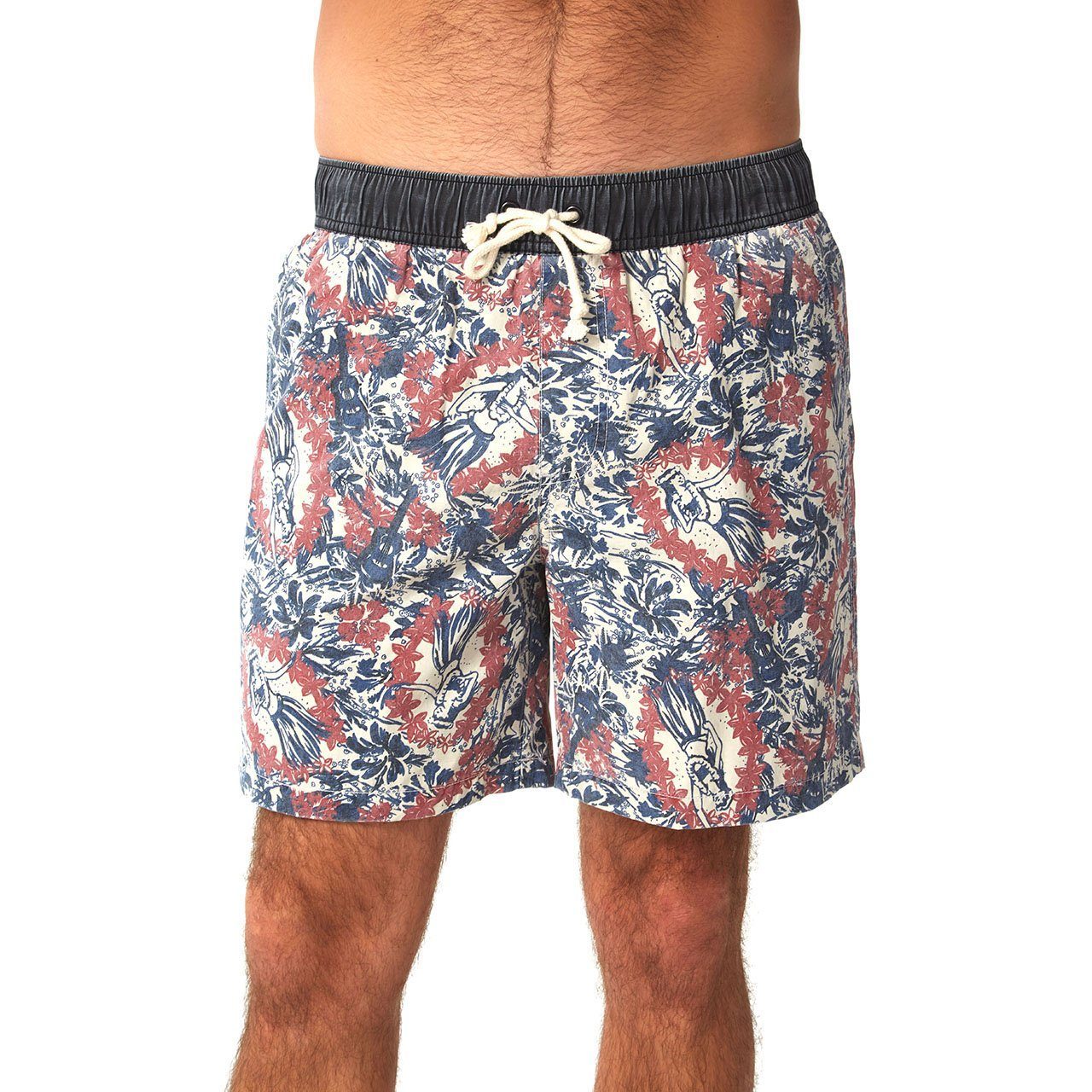 Jake Swim Trunk featuring a vibrant pigment print, elastic waist, and quick-drying fabric, perfect for summer activities.