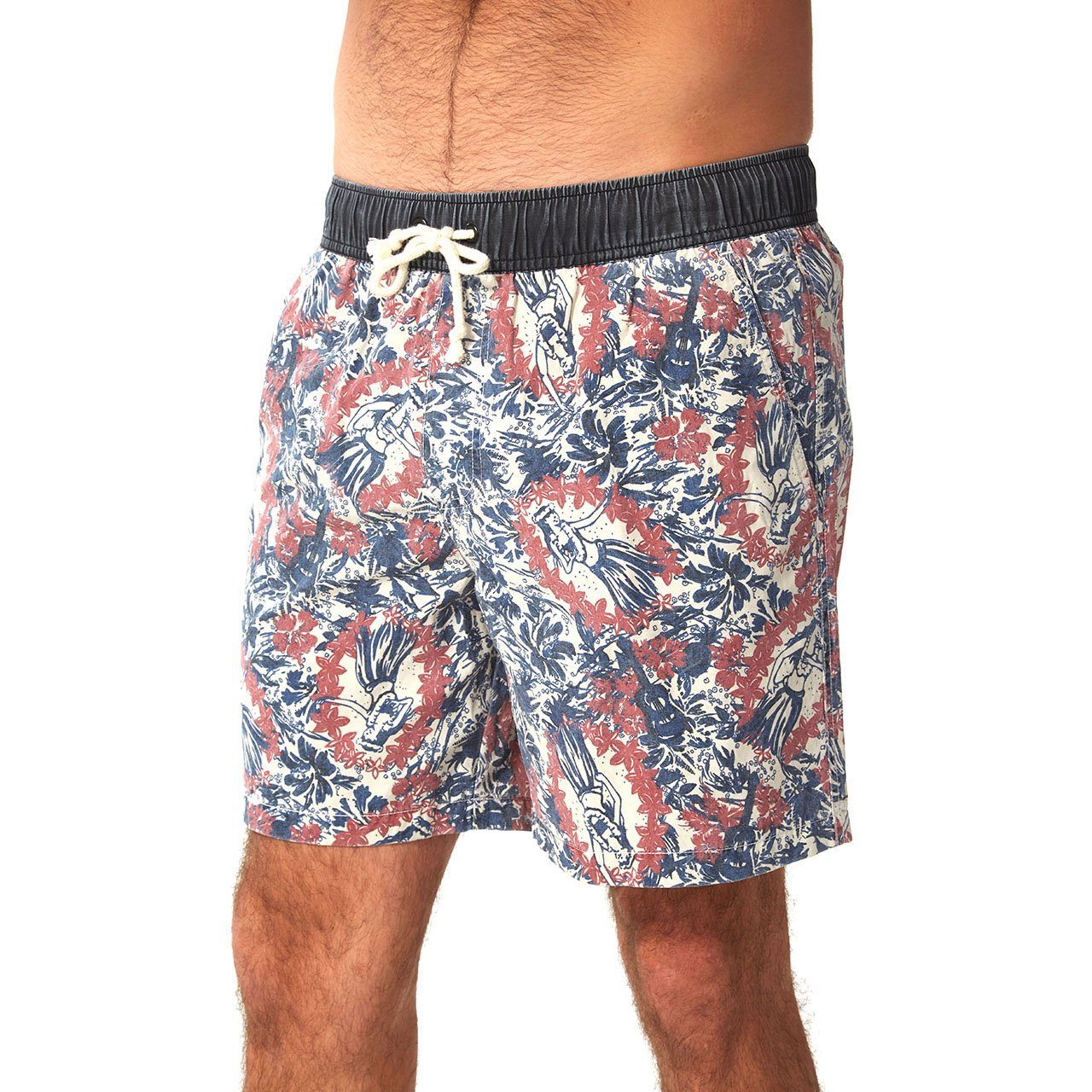 Jake Swim Trunk featuring a vibrant pigment print, elastic waist, and quick-drying fabric, perfect for summer activities.