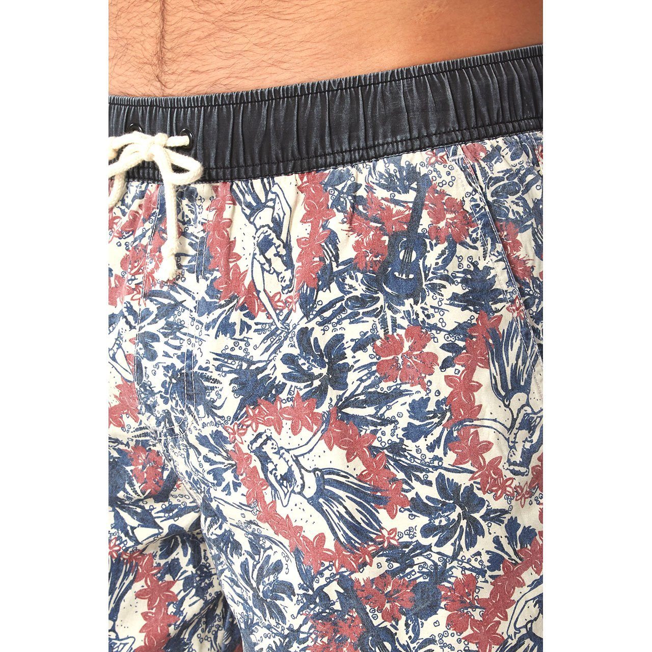 Jake Swim Trunk featuring a vibrant pigment print, elastic waist, and quick-drying fabric, perfect for summer activities.