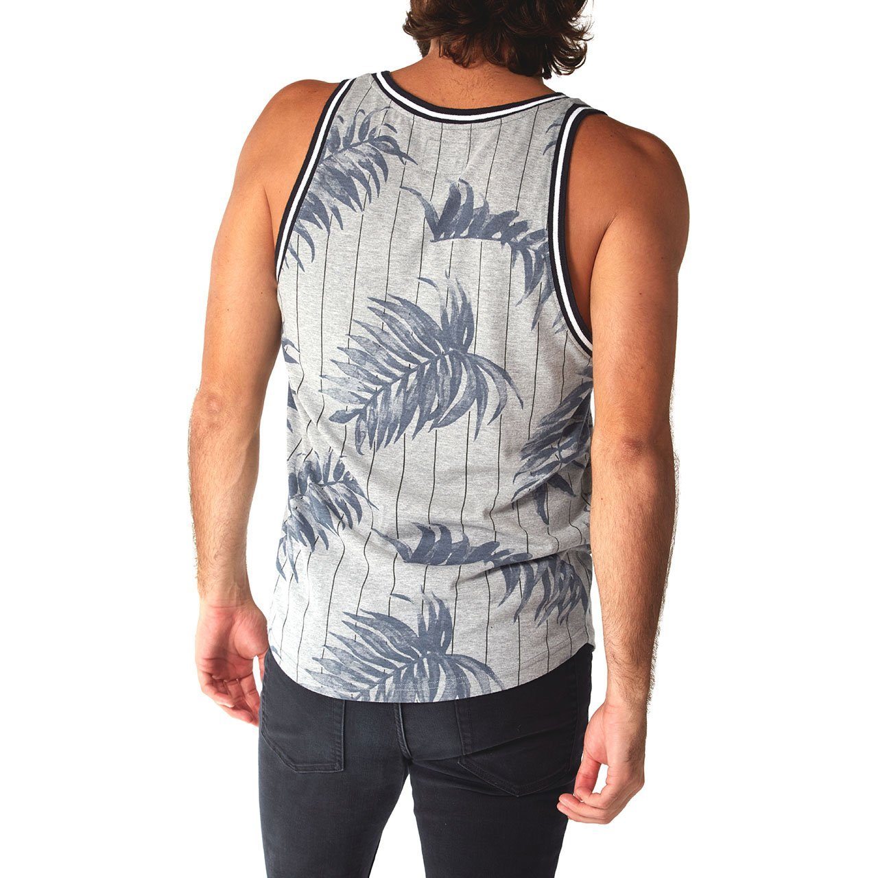 Jonas Ribbed Tank top featuring an all-over print and striped rib design, made from a soft cotton-polyester blend.