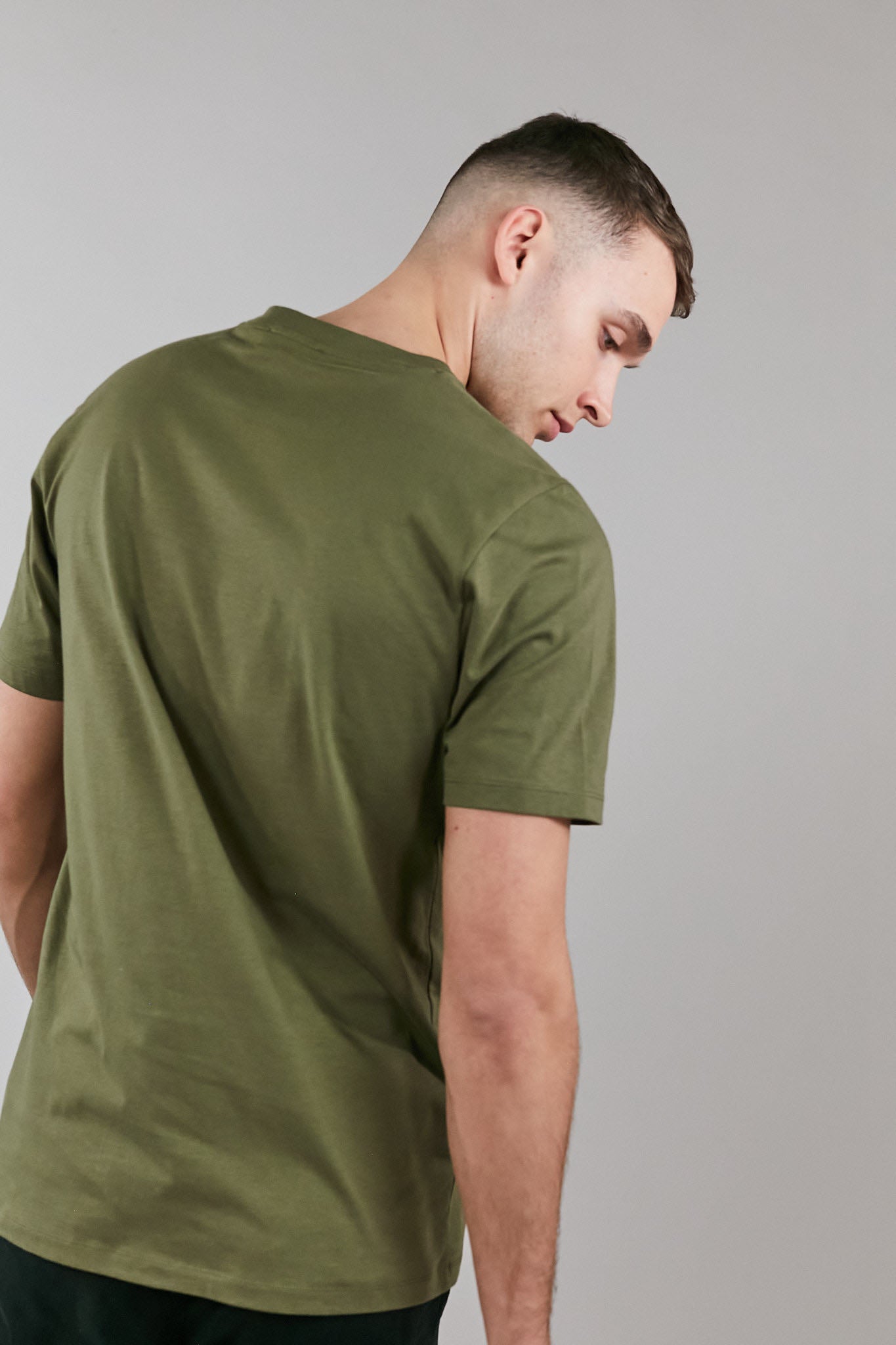 Khaki graphic t-shirt made from soft touch cotton with altid printed logo, featuring a crew neck and regular fit.