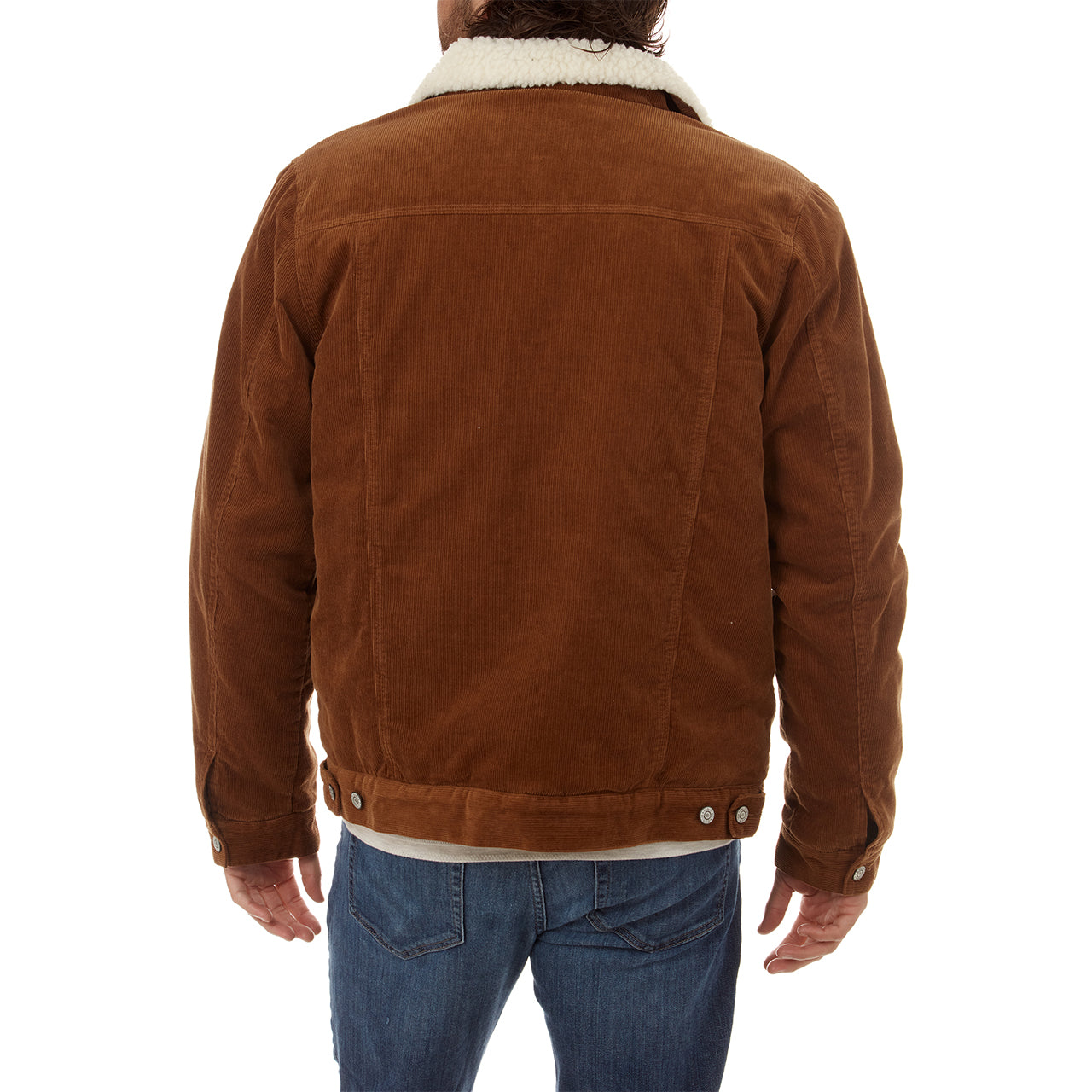 Kolton Corduroy Aviator Jacket featuring a sherpa lining and collar in rustic brown color.