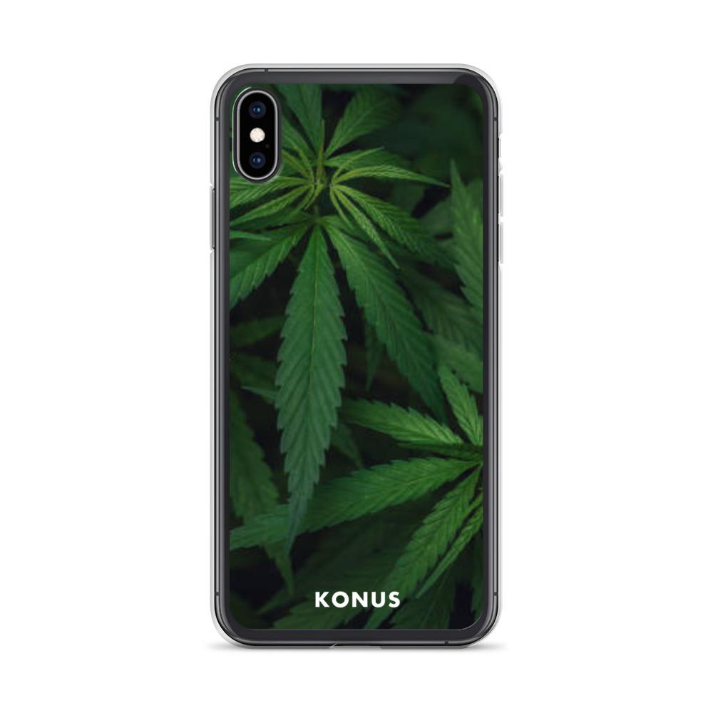 Konus Brand Cannabis iPhone Case featuring a sleek design with a solid back and flexible sides, ideal for the 2020 iPhone SE.