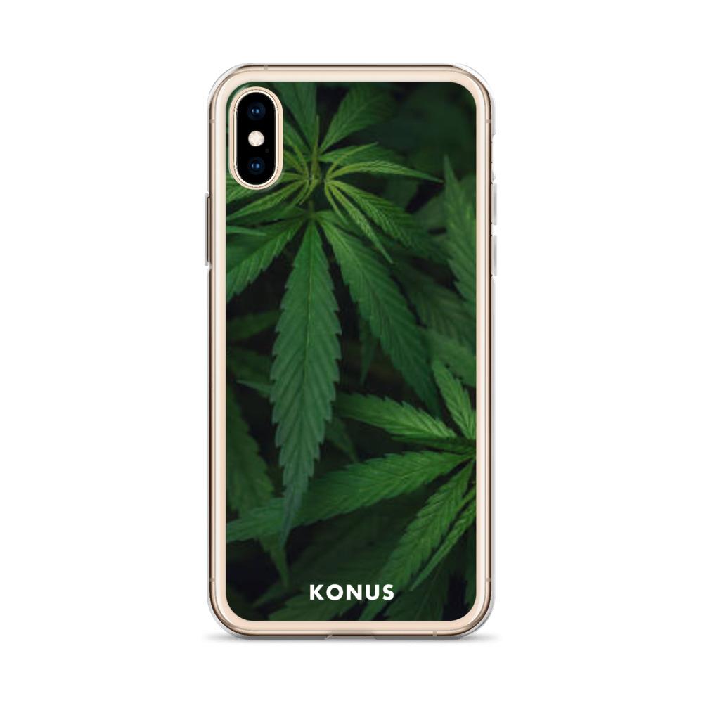 Konus Brand Cannabis iPhone Case featuring a sleek design with a solid back and flexible sides, ideal for the 2020 iPhone SE.