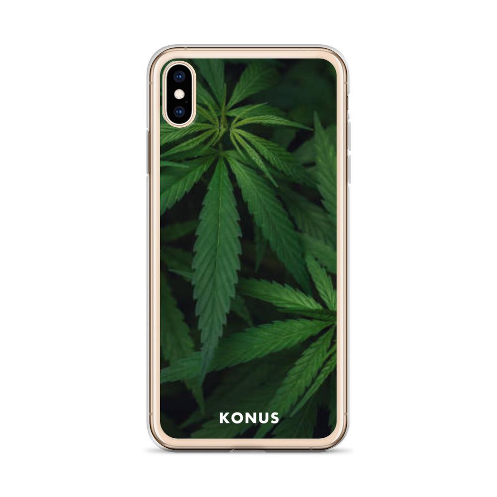 Konus Brand Cannabis iPhone Case featuring a sleek design with a solid back and flexible sides, ideal for the 2020 iPhone SE.