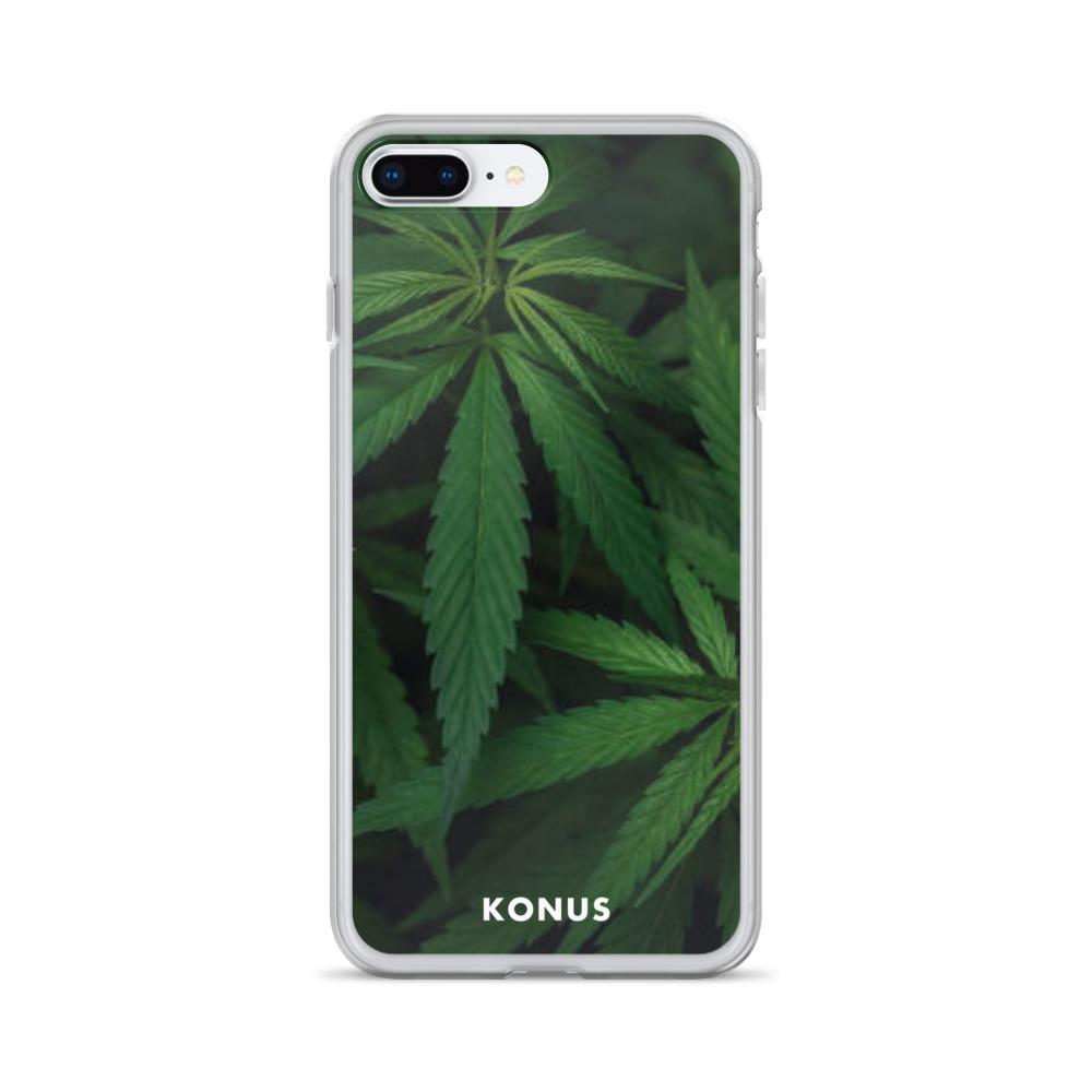 Konus Brand Cannabis iPhone Case featuring a sleek design with a solid back and flexible sides, ideal for the 2020 iPhone SE.