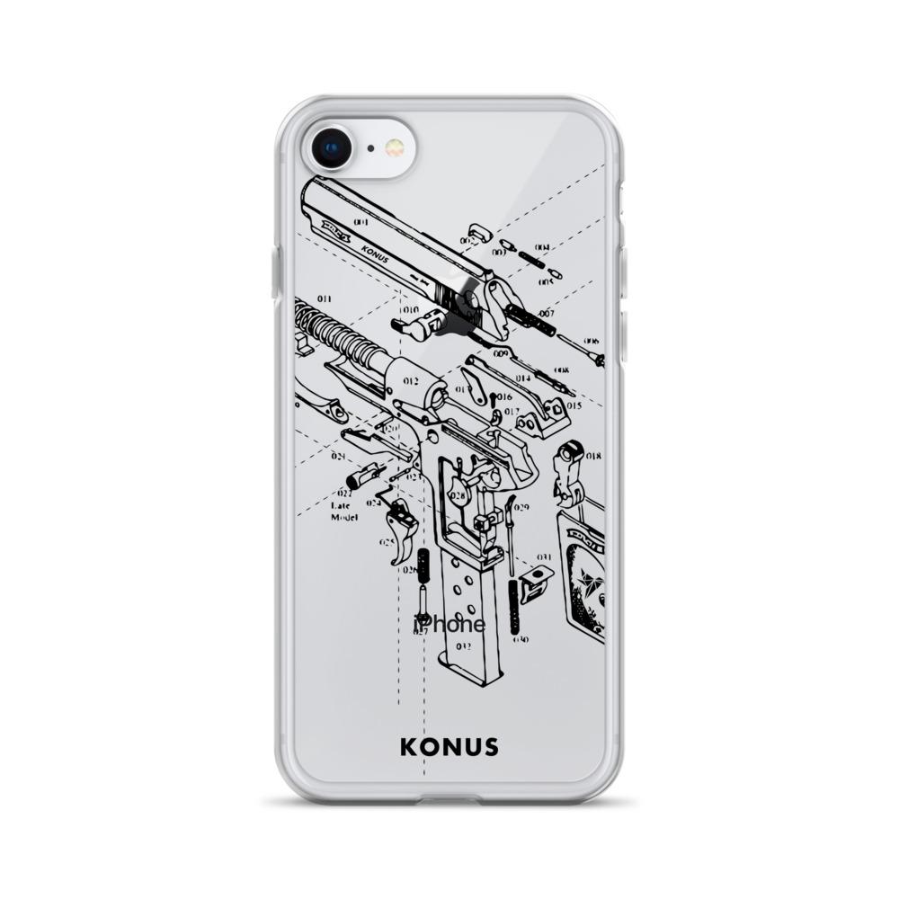 Konus Brand Gun iPhone Case showcasing its sleek design and durable materials, perfect for protecting the 2020 iPhone SE.