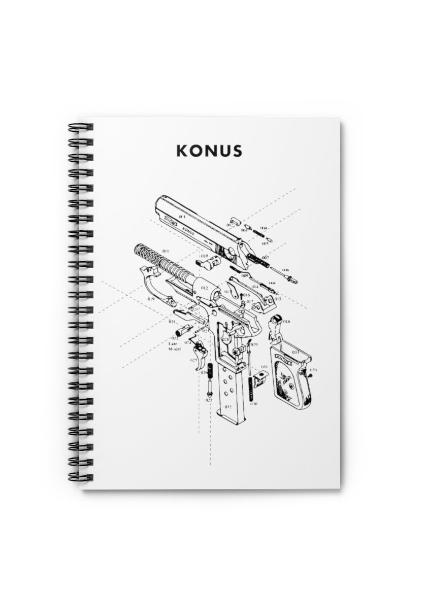 Konus Brand Spiral Notebook with ruled line pages and a colorful printed cover, featuring a black back cover.